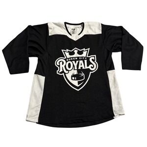 Troy Queen City Royals Hockey Jersey Black White Youth L XL